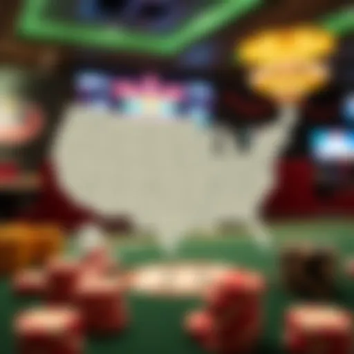 Map highlighting states with legal online casinos