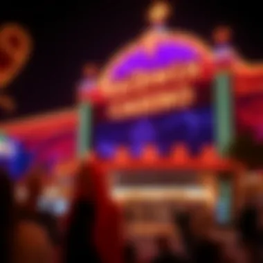 Baldwin Casino illuminated at night with vibrant lights