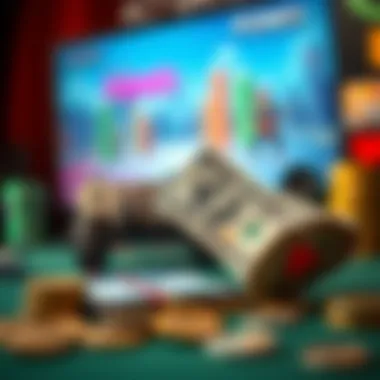 Earnings from Mobile Gaming Illustration of money earned from gaming