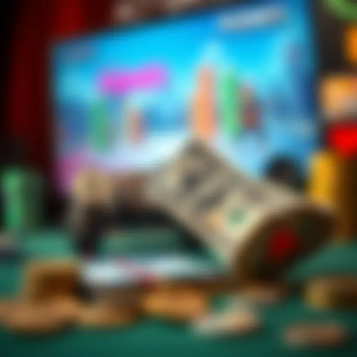 Earnings from Mobile Gaming Illustration of money earned from gaming