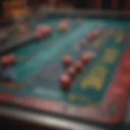 Close-up of BetMGM Craps table with vibrant colors and chips