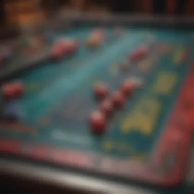 Close-up of BetMGM Craps table with vibrant colors and chips