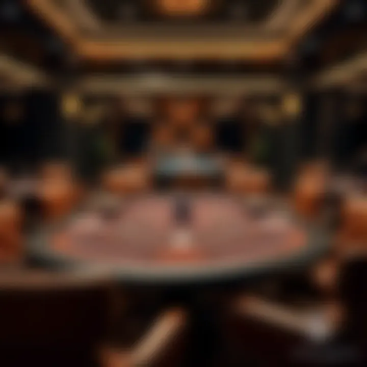 An elegant setup of a custom poker table in a stylish gaming room