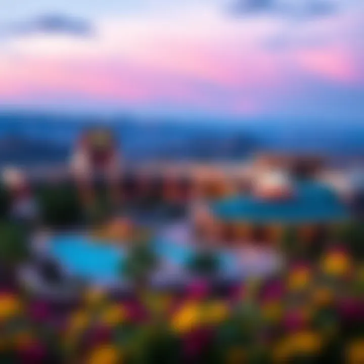 A panoramic view of the casino's exterior, blending with the surrounding landscape.
