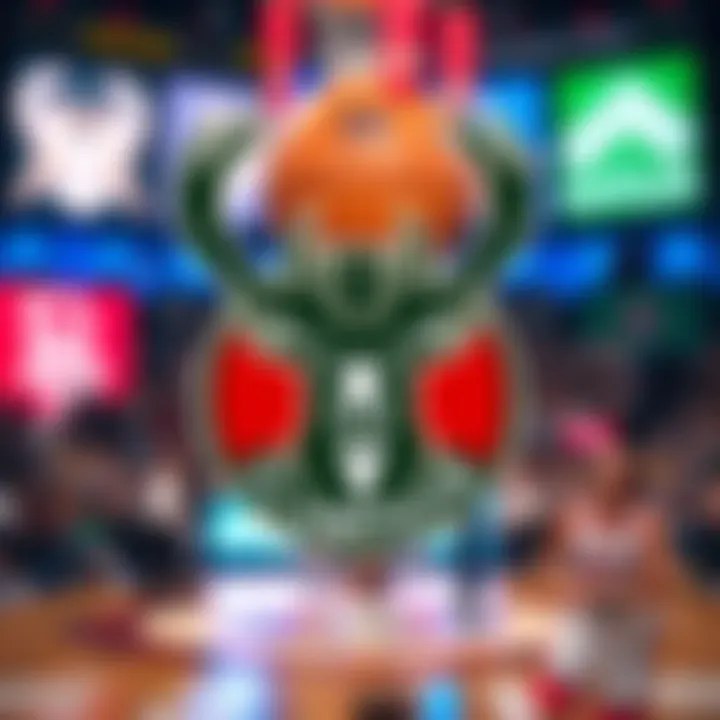 Bucks Logo with Championship Theme Iconic Milwaukee Bucks logo with a championship backdrop