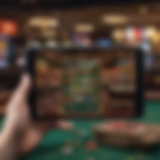 Mobile device displaying a casino app interface