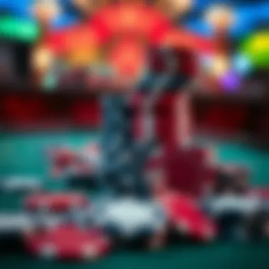 A collection of poker chips stacked high, symbolizing high-stakes gaming