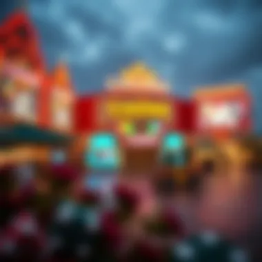 Vibrant Casino Exterior in Odessa A panoramic view of a vibrant casino exterior in Odessa