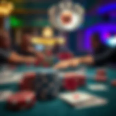 High-Stakes Poker Action A close-up view of high-stakes poker chips and cards on a table