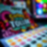 A close-up of a customized scratch off lottery ticket showcasing unique artwork and design.