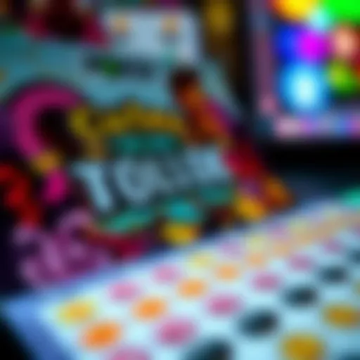 A close-up of a customized scratch off lottery ticket showcasing unique artwork and design.