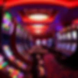 Vibrant casino gaming floor with slot machines and tables