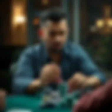 Player Strategizing with Poker Chips Player strategizing with poker chips