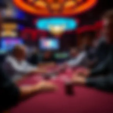 Close-up of a poker table with players enjoying complimentary games