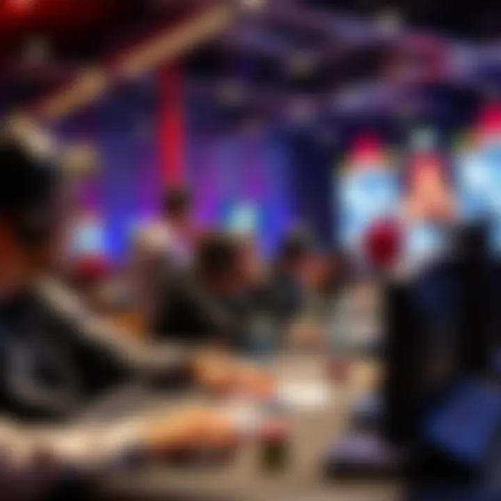 Competitive Gaming Arena A vibrant scene of gamers engaging in a competitive tournament.