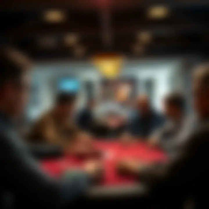 A group of friends engaged in an intense poker game