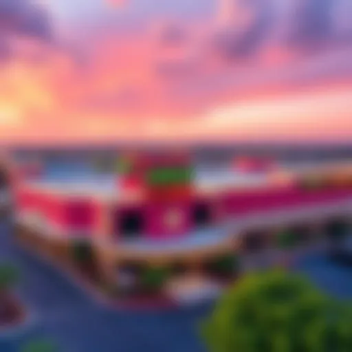 Aerial view of Lucky Casino showcasing its vibrant exterior