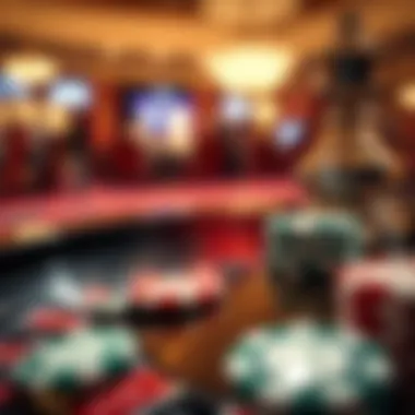 Close-up of roulette chips in play