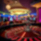 Elegant roulette wheel in a vibrant casino setting