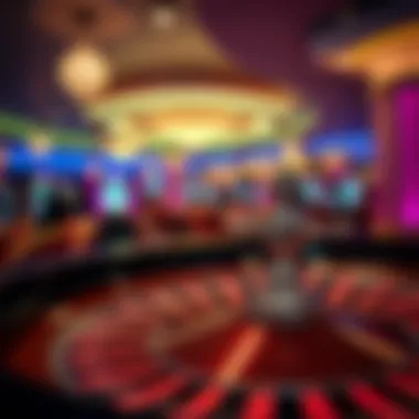 Elegant roulette wheel in a vibrant casino setting