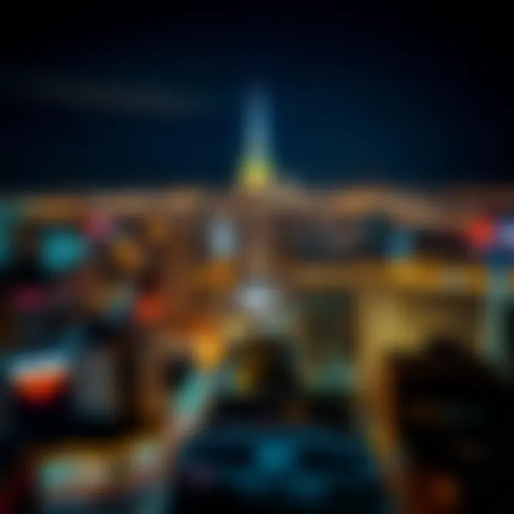 New York City Skyline at Night Aerial view of New York City skyline illuminated at night