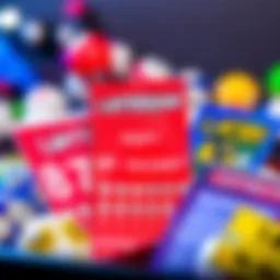 Colorful display of Michigan lottery game tickets