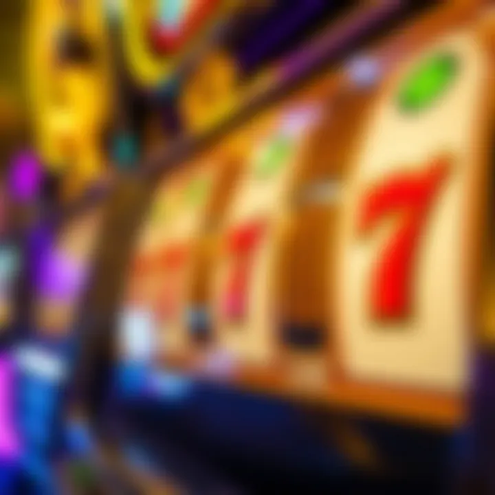 Close-up of slot machine reels in action