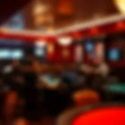 Interior of a bustling poker room in Grand Rapids showcasing players engaged in games