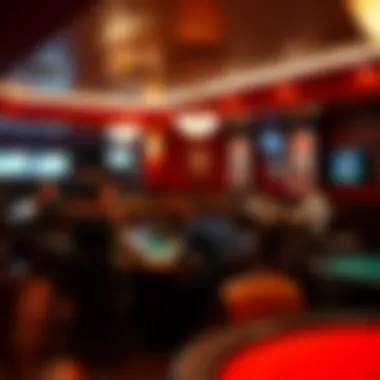 Interior of a bustling poker room in Grand Rapids showcasing players engaged in games