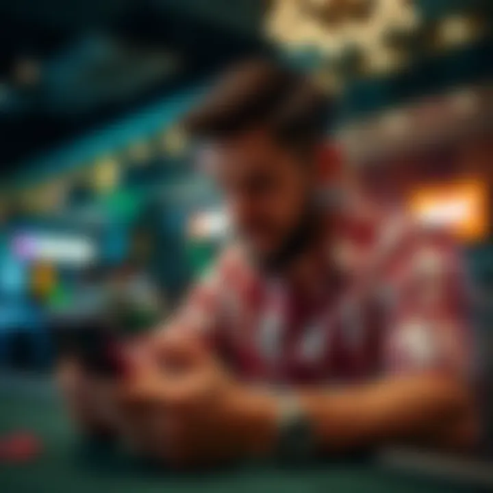 Mobile Gaming Engagement A player engaging with a mobile gaming app