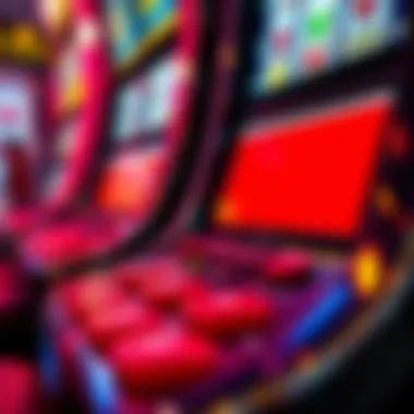 Controls of a Red Screen Slot Machine Close-up view of red screen slot machine buttons and controls