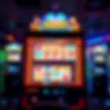 Virtual slot machine display with vibrant graphics