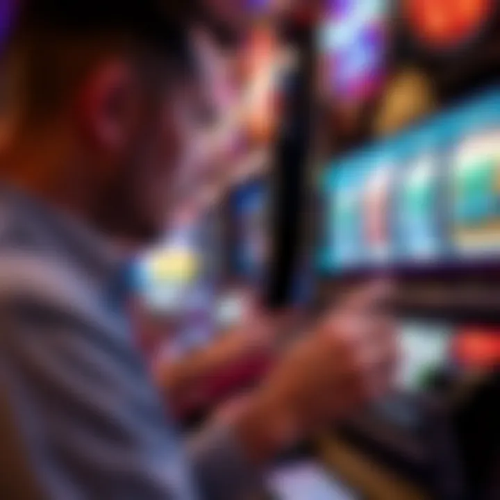 Engaging with Slot Machines A close-up of a player engaging with a slot machine