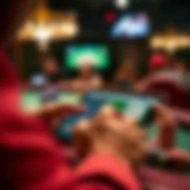 A close-up of a user placing a bet on a tablet device