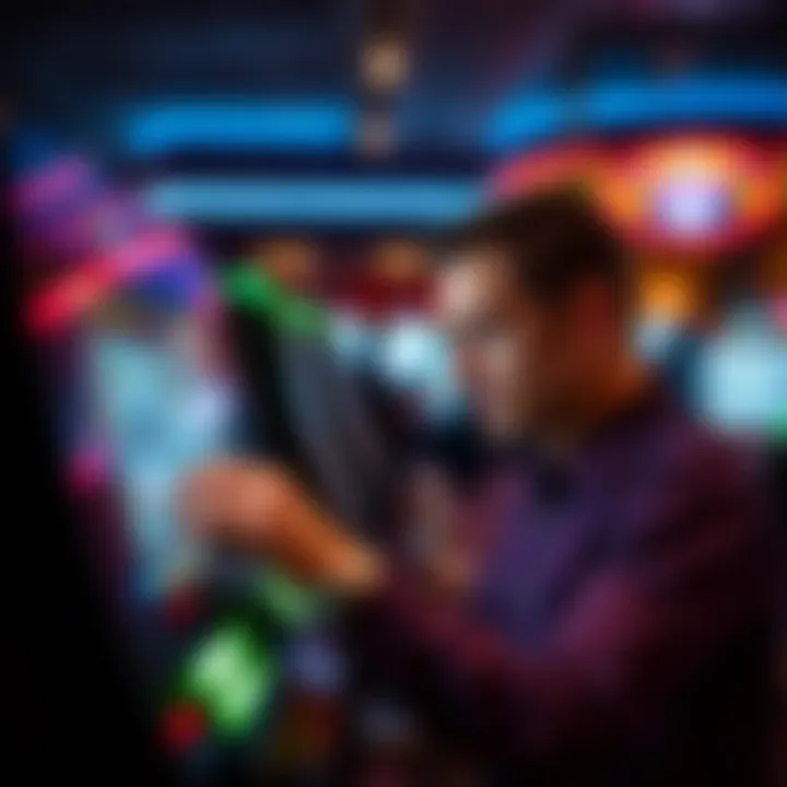 Selecting a Slot Game on Digital Interface A player engaged in selecting a slot game on a digital interface