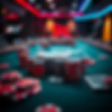 Contemporary Poker Culture and Trends A modern poker table featuring a diverse array of betting chips and cards, symbolizing poker culture