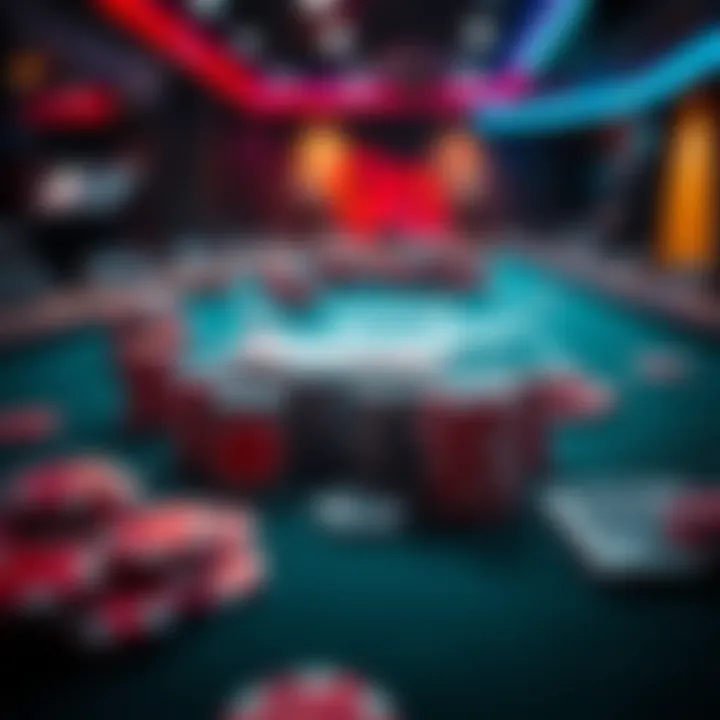 Contemporary Poker Culture and Trends A modern poker table featuring a diverse array of betting chips and cards, symbolizing poker culture