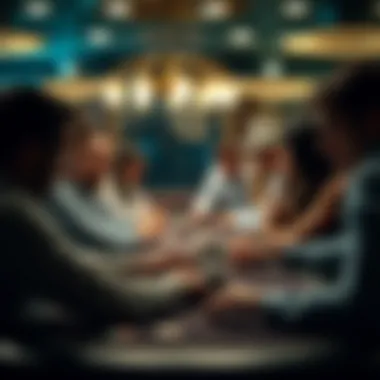 Strategic Gameplay in Flush Poker A group of players engaged in a strategic flush poker game, showcasing intense focus