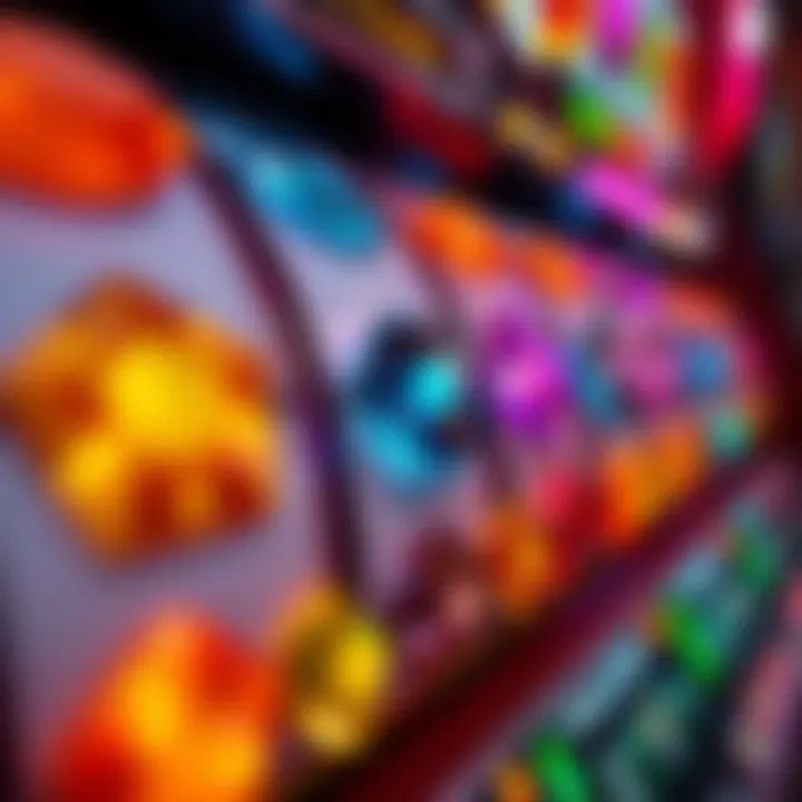 Gems Slot Machine Gemstone Display Detailed view of a gems slot machine showcasing colorful gemstones