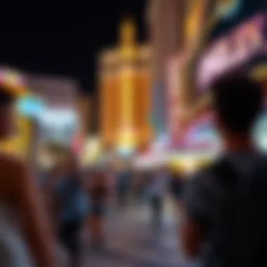 A bustling Las Vegas Strip filled with tourists enjoying entertainment