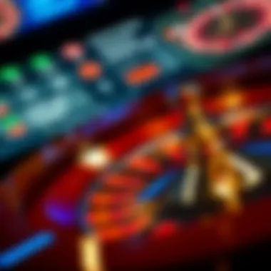A digital roulette wheel spinning in an online casino interface