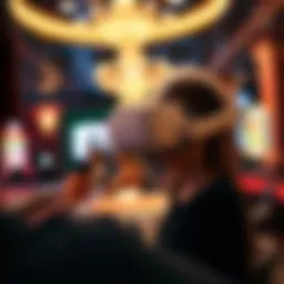 Virtual reality headset in an immersive casino setting