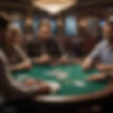 A vibrant poker table with players engaged in a game