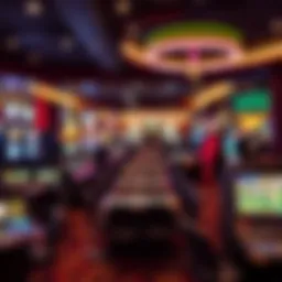Vibrant casino floor showcasing gaming tables