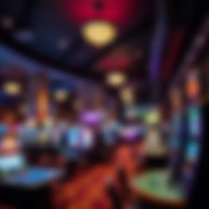 Vibrant gaming floor filled with various gaming tables and slot machines
