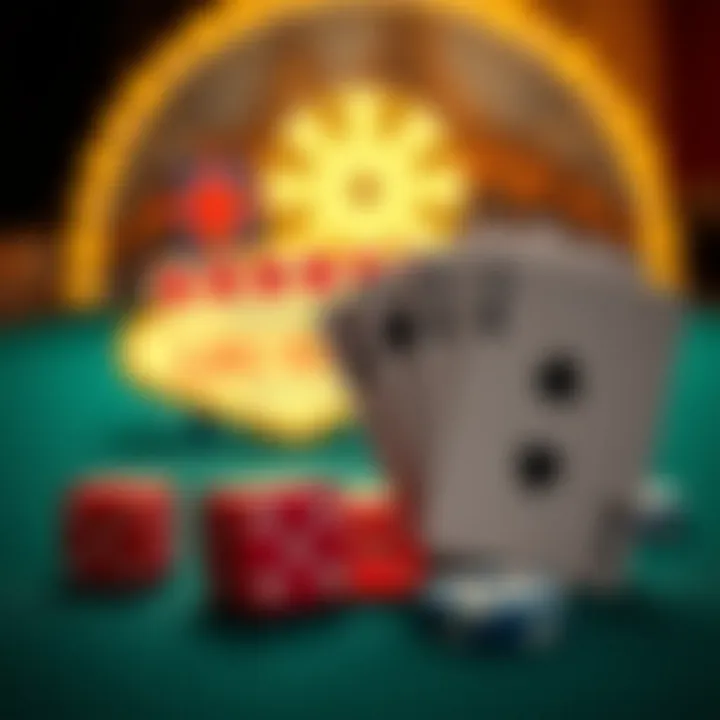 Artistic representation of iconic Vegas symbols like dice and cards