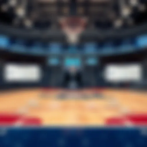 Illustration of a basketball court highlighting key team statistics