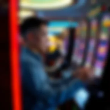 Engaging with the Game Close-up of a player engaging with a penny slot machine