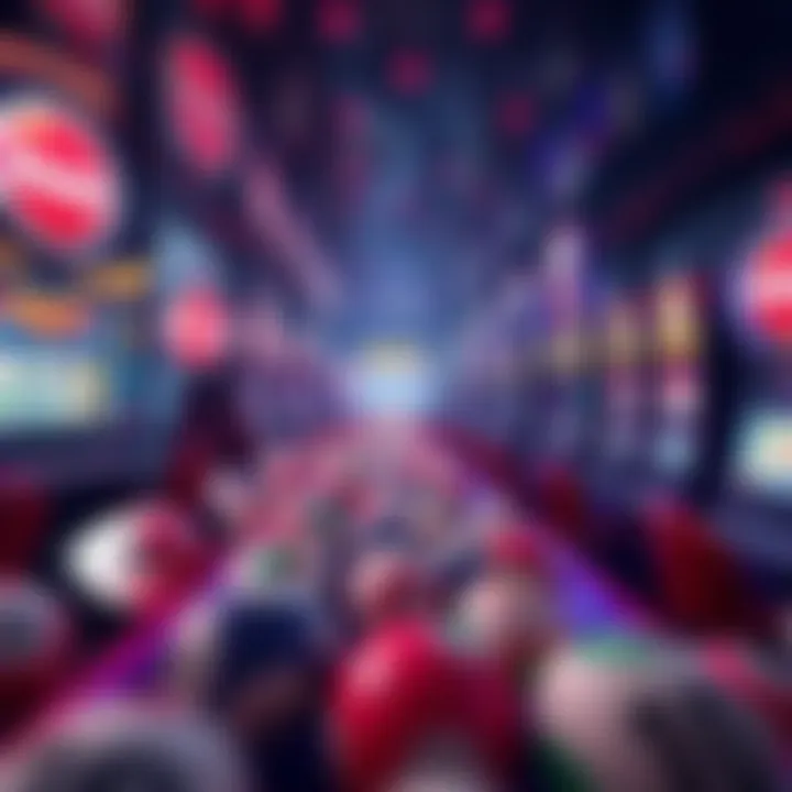 A futuristic concept art showing the evolution of bingo and slot games.