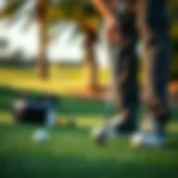 Golf putting on the green